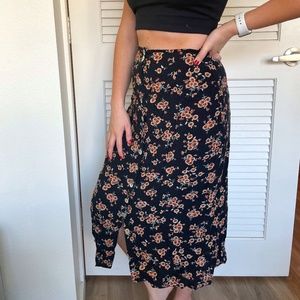 Vintage Long Button Up Floral Skirt REXX Ltd. New York